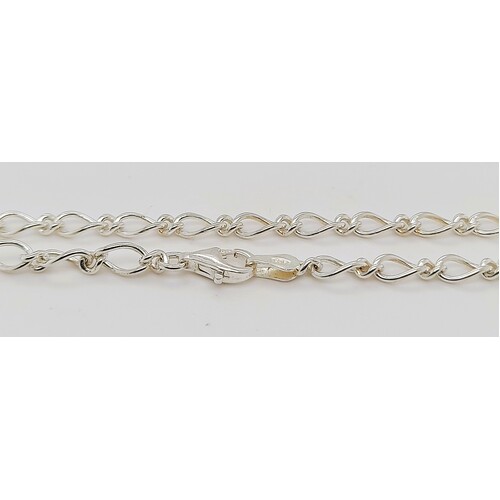 Sterling Silver 3.4mm Wide 50cm Oval Figaro Link Chain