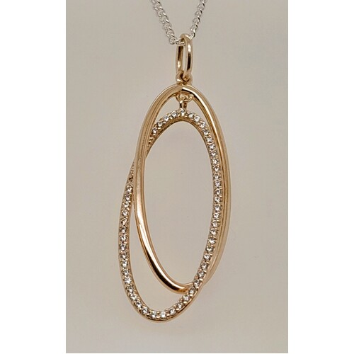 Sterling Silver Rose Gold Plated Cubic Zirconia Set Pendant