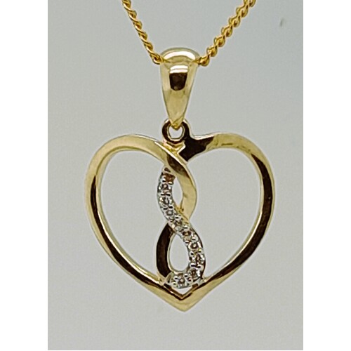 9 Carat Yellow Gold Cubic Zirconia Heart Pendant