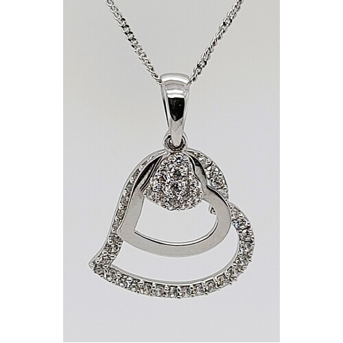 Sterling Silver Cubic Zirconia Set Heart Pendant