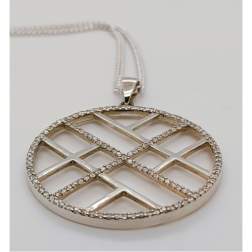 Sterling Silver Cubic Zirconia Set Circular Pendant 