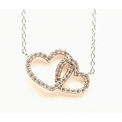 Sterling Silver Love Heart Pendant with Cubic Zirconia