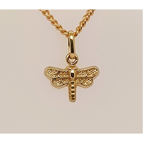 9 Carat Yellow Gold Small Dragonfly Charm/Pendant