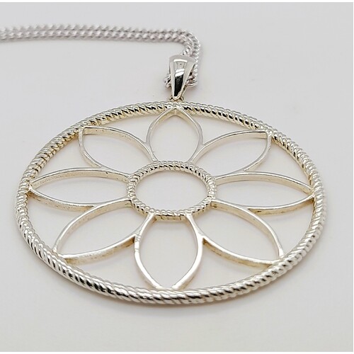 Sterling Silver Reed Edge Flower of Life Pendant
