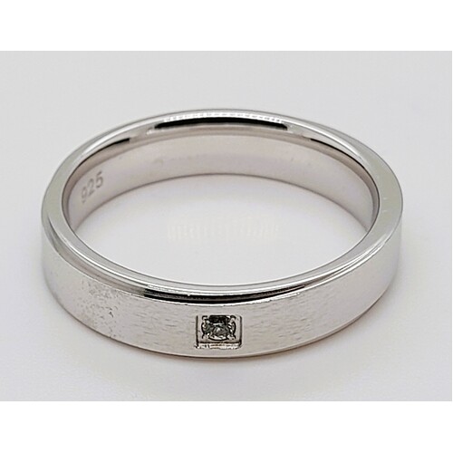 Sterling Silver Satin Finish Cubic Zirconia Set Ring AUS Size U - CLEARANCE