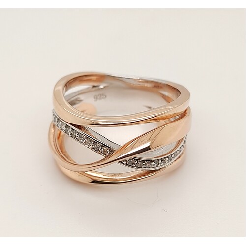 Rose Gold Plated Sterling Silver Cubic Zirconia Ring AUS Size L½