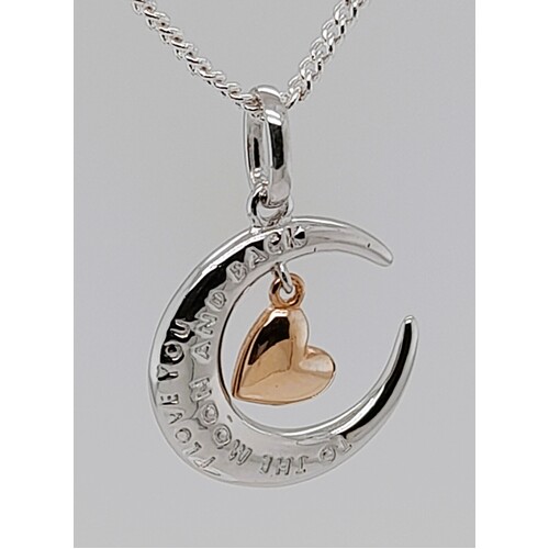 Sterling Silver 'I Love You to the Moon and Back' Pendant