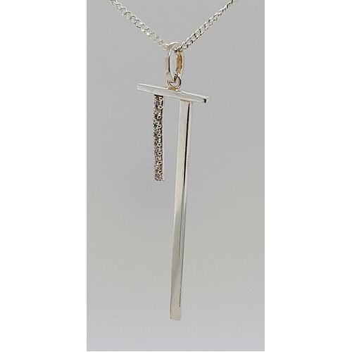 Sterling Silver Cubic Zirconia Drop Pendant