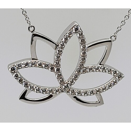Sterling Silver Cubic Zirconia Set Lotus Pendant