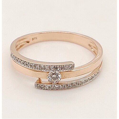 9 Carat Rose Gold & Diamond Set Dress Ring AUS Size P