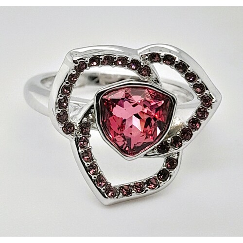 Sterling Silver Pink Crystal Ring AUS Size N