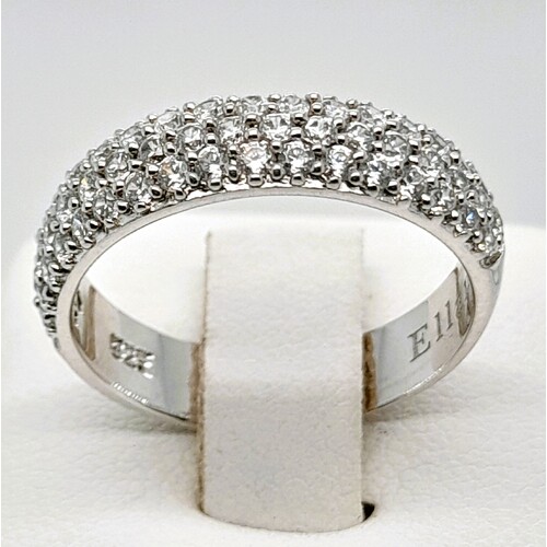 Sterling Silver Pavé Set Cubic Zirconias Ring AUS Size N - CLEARANCE
