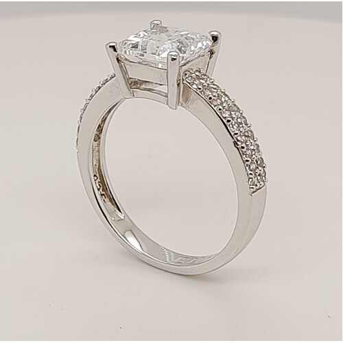 Sterling Silver Claw Set Cubic Zirconia Ring AUS Size N½