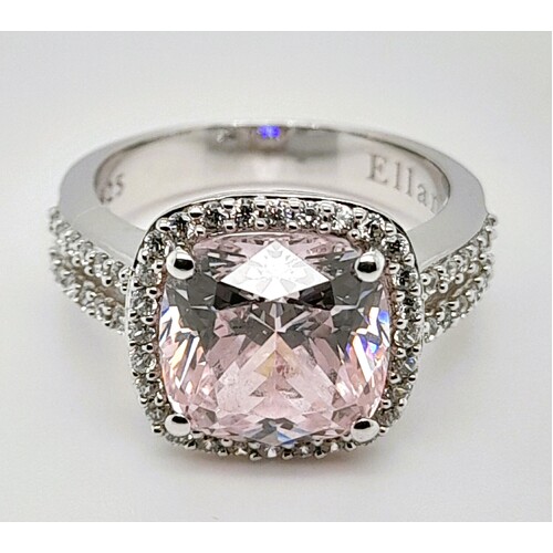 Sterling Silver Light Pink & Clear Cubic Zirconia Set Ring AUS Size N