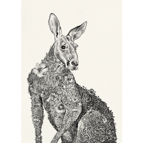 Red Kangaroo Framed 297 x 420mm Giclee Print