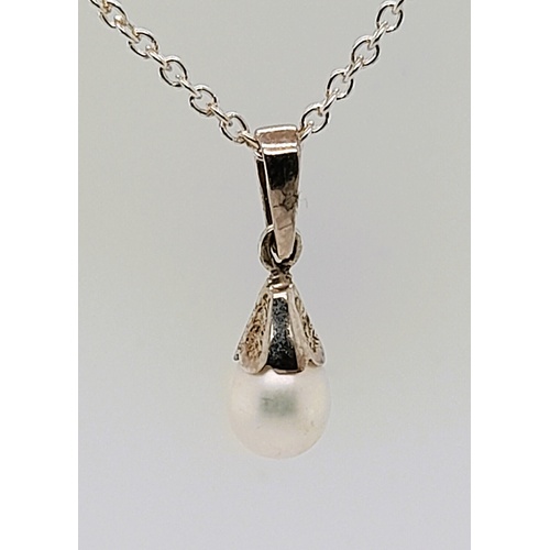 Sterling Silver White Freshwater Pearl Pendant - CLEARANCE