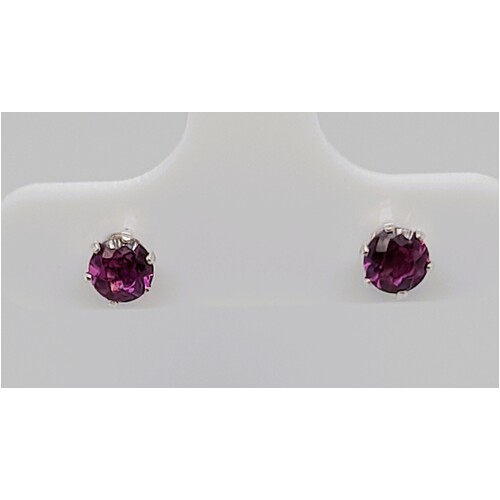 Sterling Silver 3.5mm Round Amethyst Stud Earrings