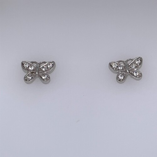 Pink Cubic Zirconia Butterfly Stud Earrings