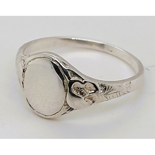 Sterling Silver Plain Oval Signet Ring AUS Size M