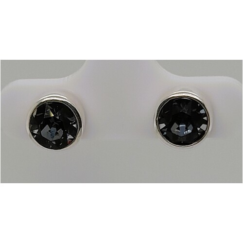Sterling Silver Swarovski Elements Grey Crystal Stud Earrings