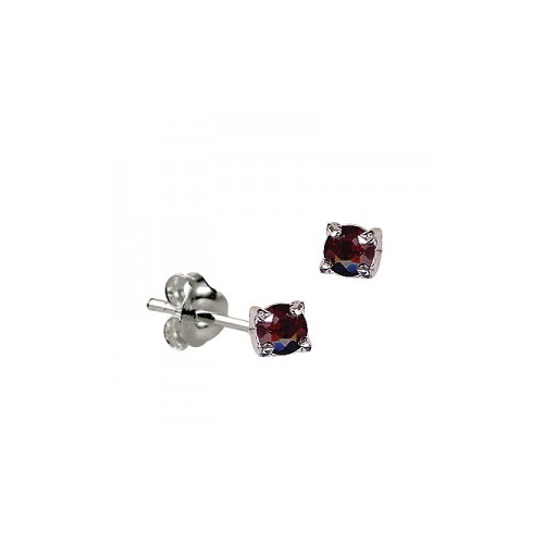 January/Garnet Birthstone Claw Set Sterling Silver Stud Earrings