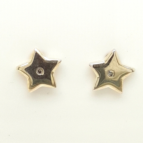 Sterling Silver Diamond Set Star Stud Earrings - CLEARANCE