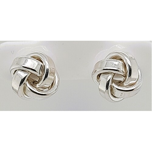 Sterling Silver Large Knot Stud Earrings