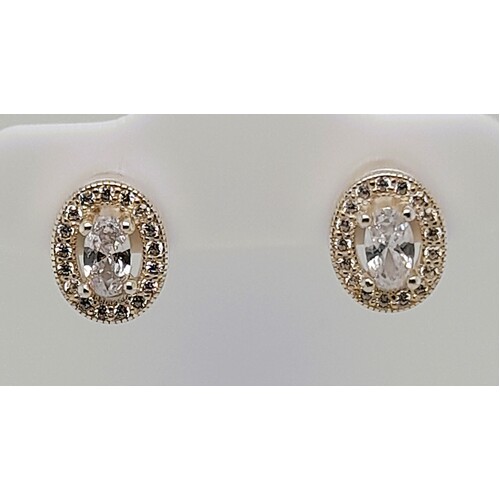 Sterling Silver Cubic Zirconia Stud Earrings
