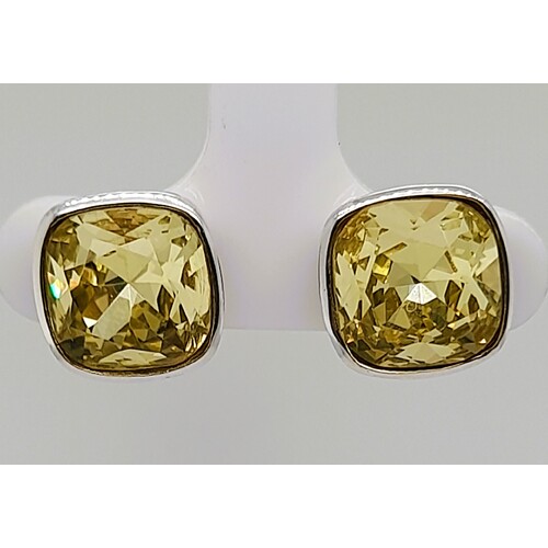 Sterling Silver Lemon Crystal Stud Earrings