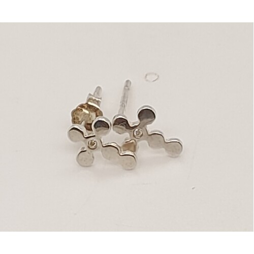 Sterling Silver Diamond Set Cross Stud Earrings - CLEARANCE