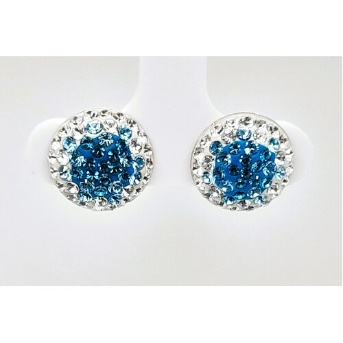 Sterling Silver Blue Crystal Stud Earrings