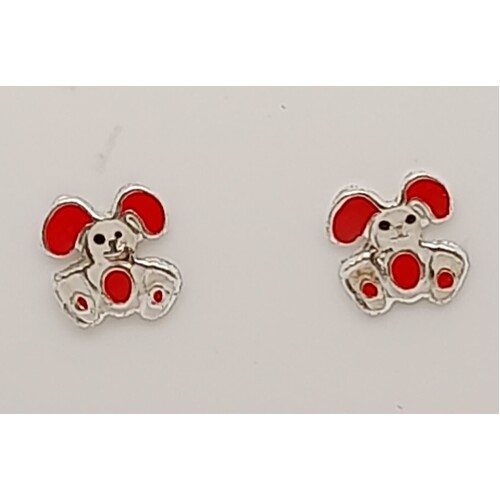 Sterling Silver Enamel Bear Stud Earrings
