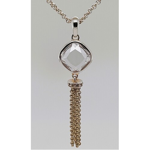 Sterling Silver Cubic Zirconia Set Tassel Pendant - CLEARANCE