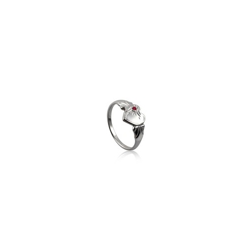 July (Ruby) Birthstone Sterling Silver Signet Ring