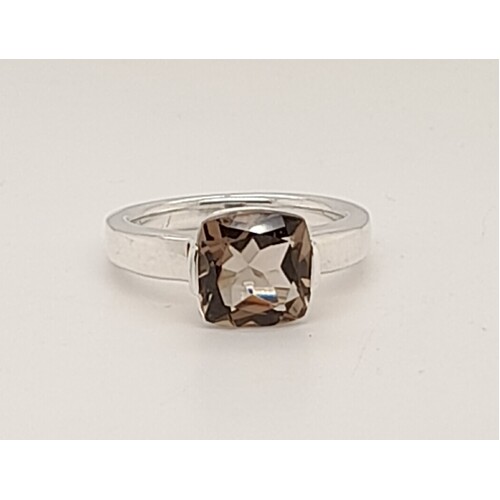 Sterling Silver Smokey Quartz Ring AUS Size N