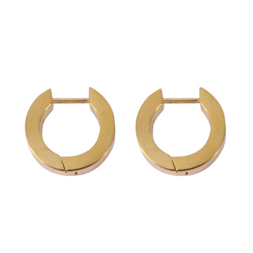 Stainless Steel Yellow Gold Ion Plated 14mm Huggie Earrings - CLEARANCE