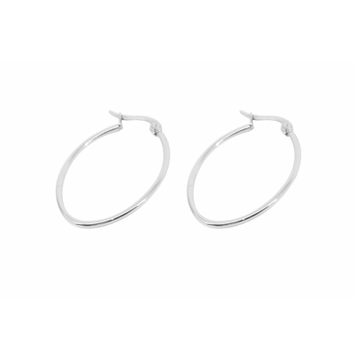 Thin Oval Drop Stainless Steel Hoop Earrings