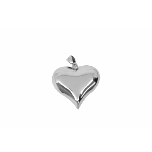 Silver Ion Plated Stainless Steel Puffed Heart Pendant