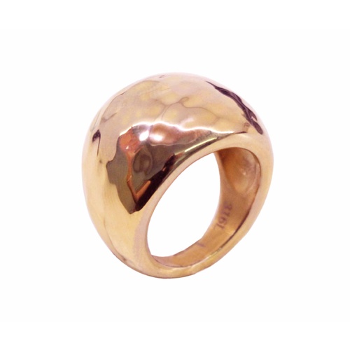 Rose Gold Plated Stainless Steel Hammered Wide Dome Ring AUS Size N