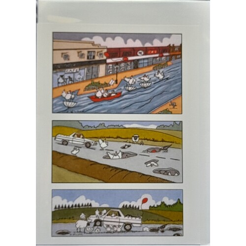 Sally Wilson Art Cards - CHOOKS ON 'Pot Holes'