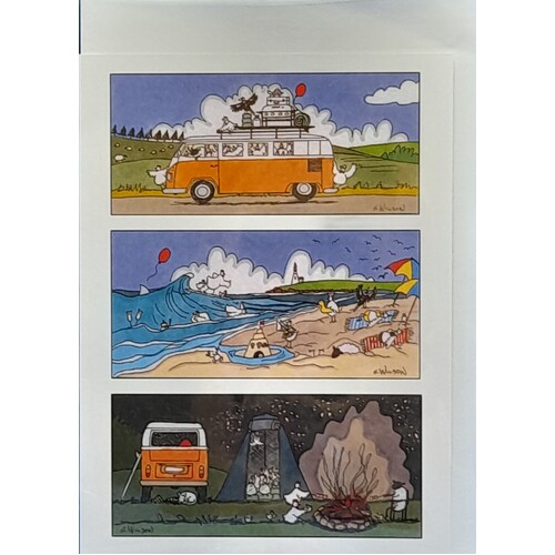 Sally Wilson Art Cards - CHOOKS ON 'Camping'