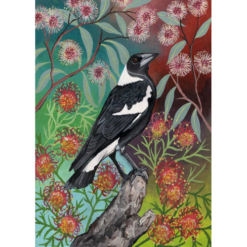 Sally Wilson Art Magpie Botanical Cotton Tea Towel