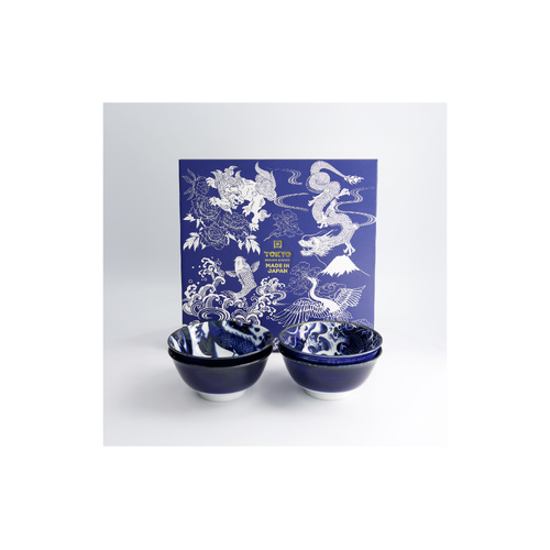 Tokyo Design Studio Japonism 4 Piece 14cm Blue Bowl Set