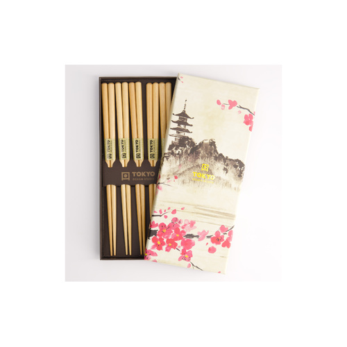 Tokyo Design Studio Wooden Brown 5 Piece Chopstick Gift Set