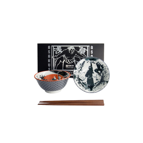 Tokyo Design Studio Asakusa Samurai 2 Piece Tayo Bowl Set with Chopsticks