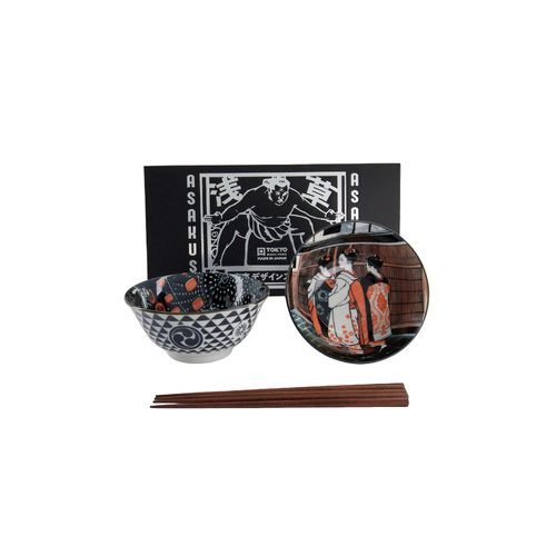 Tokyo Design Studio Asakusa Geisha 2 Piece Tayo Bowl Set with Chopsticks