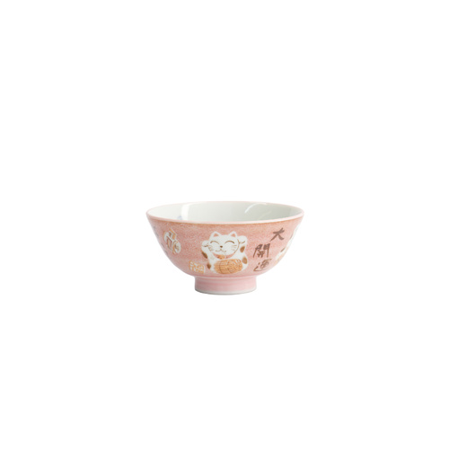 Tokyo Design Studio Kawaii Neko Cat Fortune Pink 11.5 x 6cm Rice Bowl