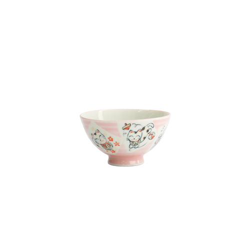 Tokyo Design Studio Kawaii Neko Cat Card Pink 11.5 x 6cm Rice Bowl