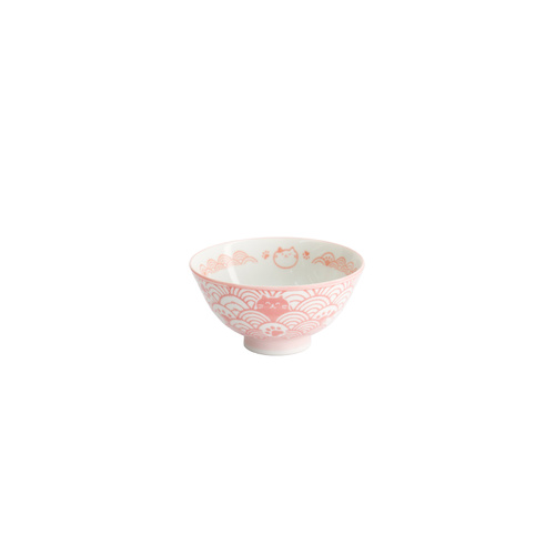 Tokyo Design Studio Kawaii Neko Cat Nami Pink 11.5 x 6cm Rice Bowl