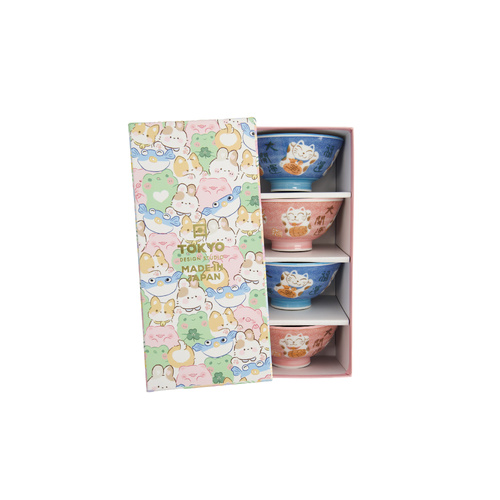 Tokyo Design Studio Kawaii Neko Assorted Cat 4 Piece 11cm Bowl Set
